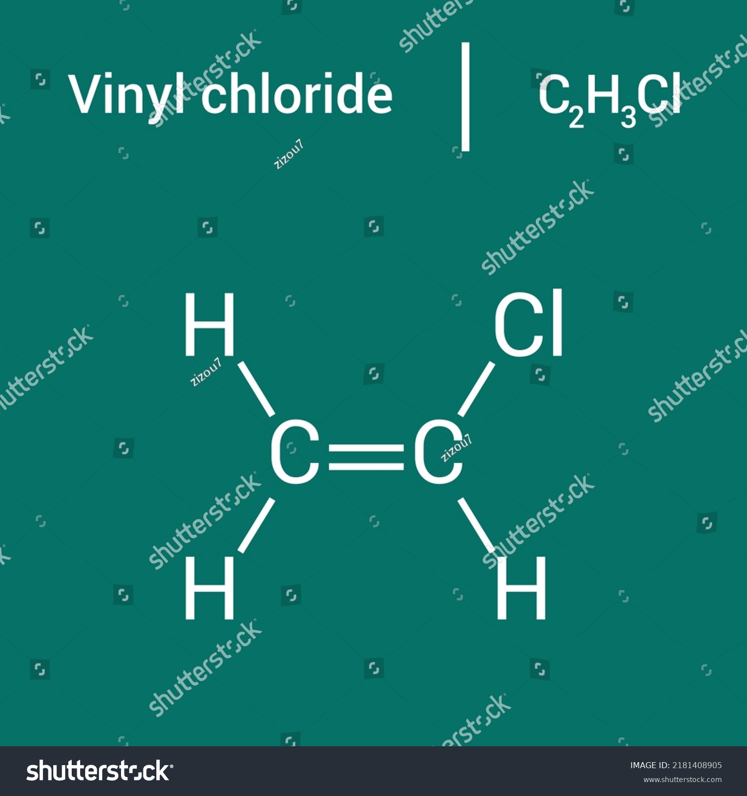 chemical structure of Vinyl chloride (C2H3Cl) - Royalty Free Stock ...