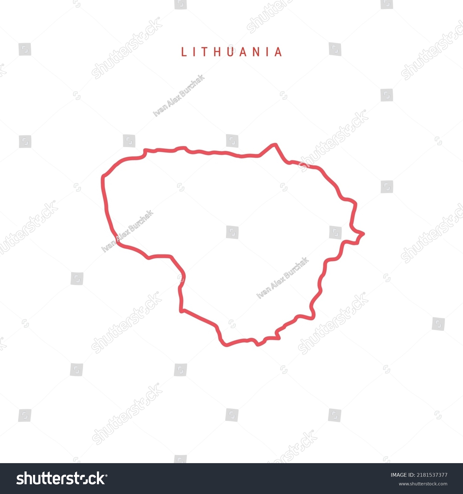 Lithuania editable outline map. Lithuanian red - Royalty Free Stock ...