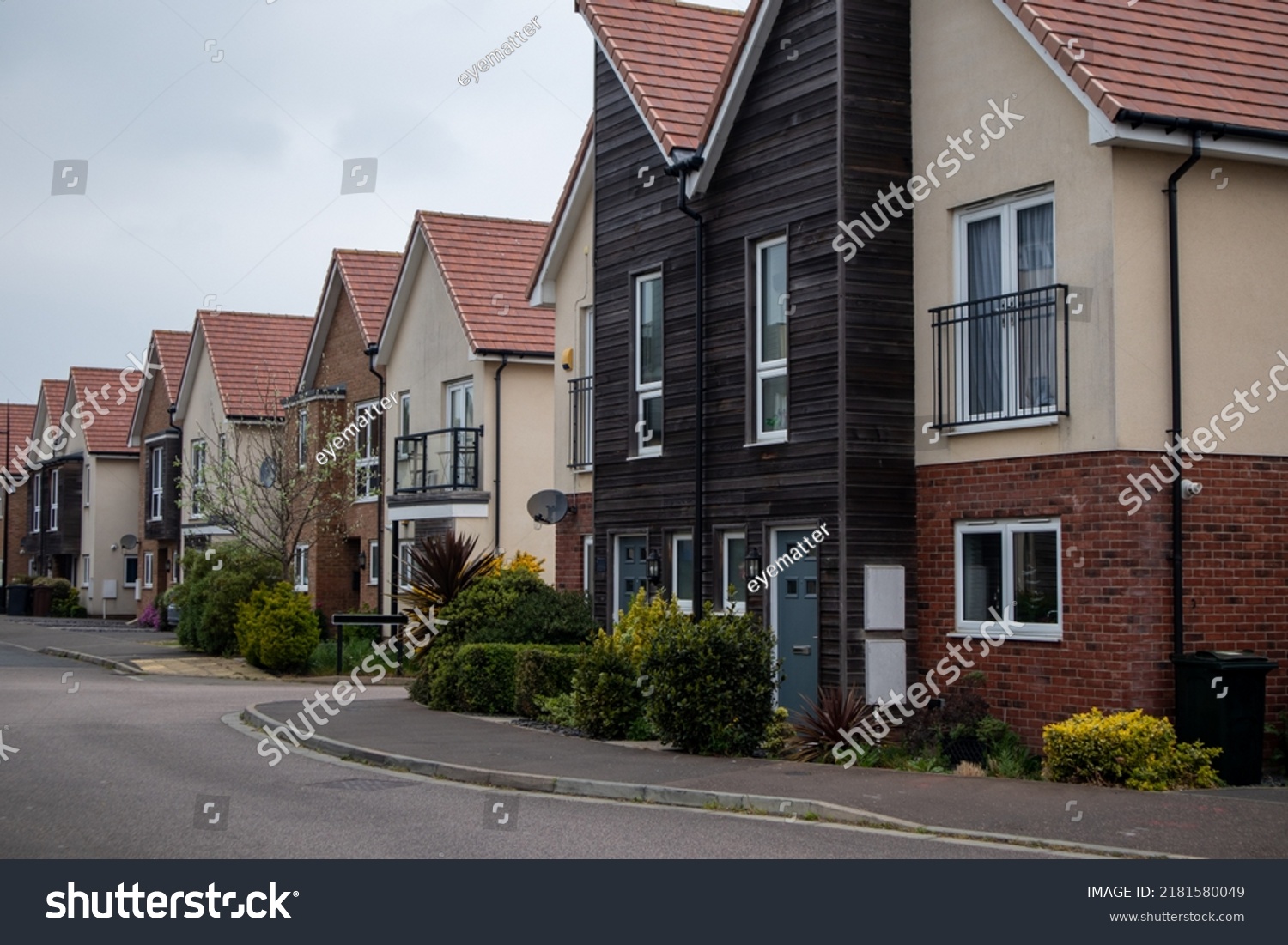 Typical English new build contemporary housing development #2181580049