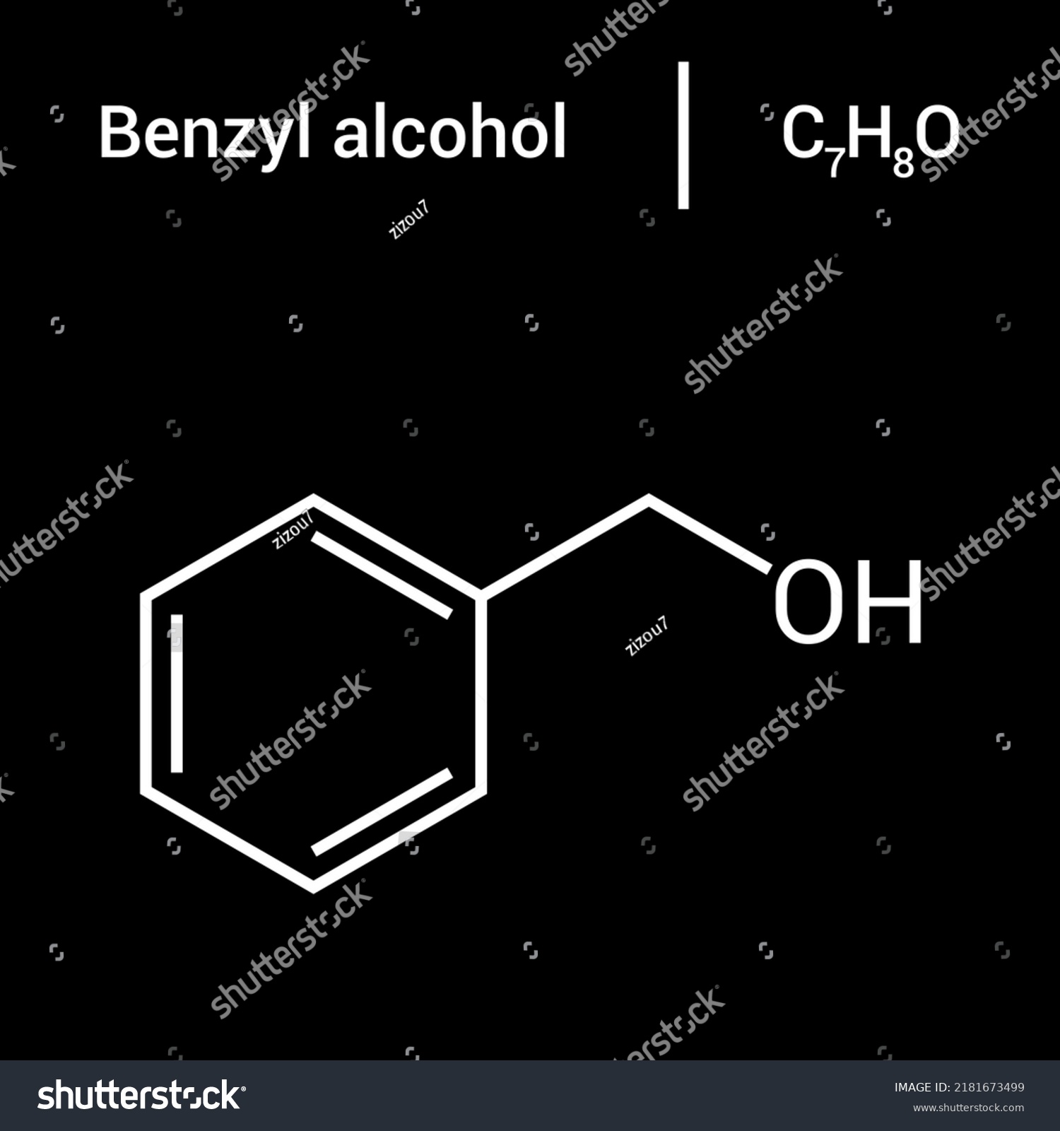 Chemical Structure Of Benzyl Alcohol C7h8o Royalty Free Stock