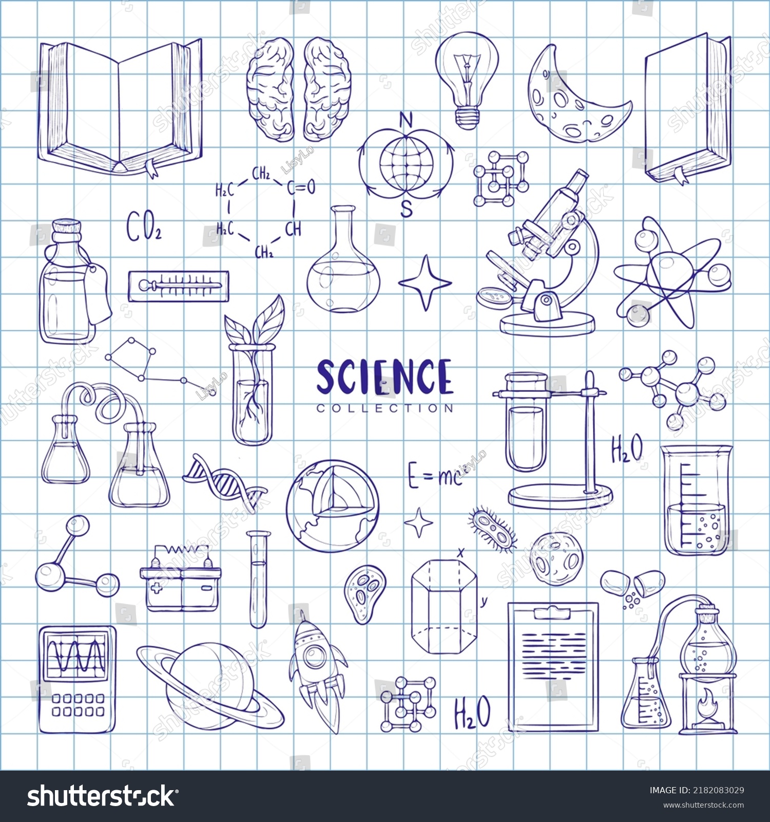 Vector science set. Hand drawing elements by - Royalty Free Stock ...