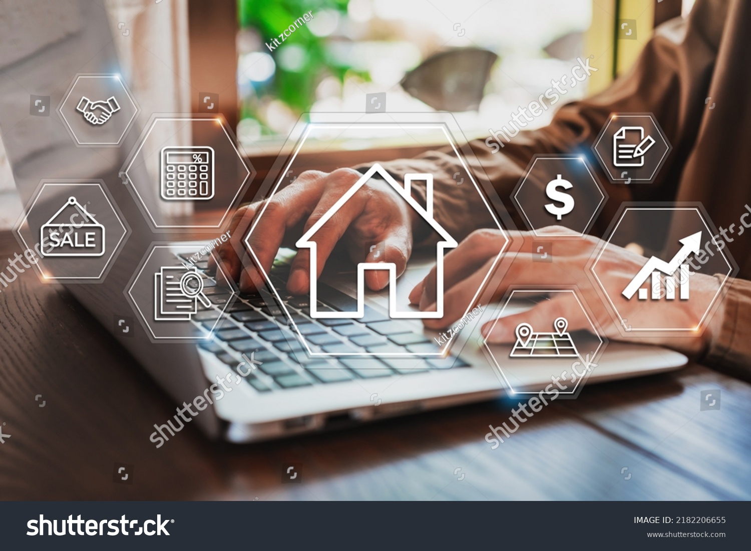Businessman using laptop to search, Planning and investing in real estate, Property management concept #2182206655