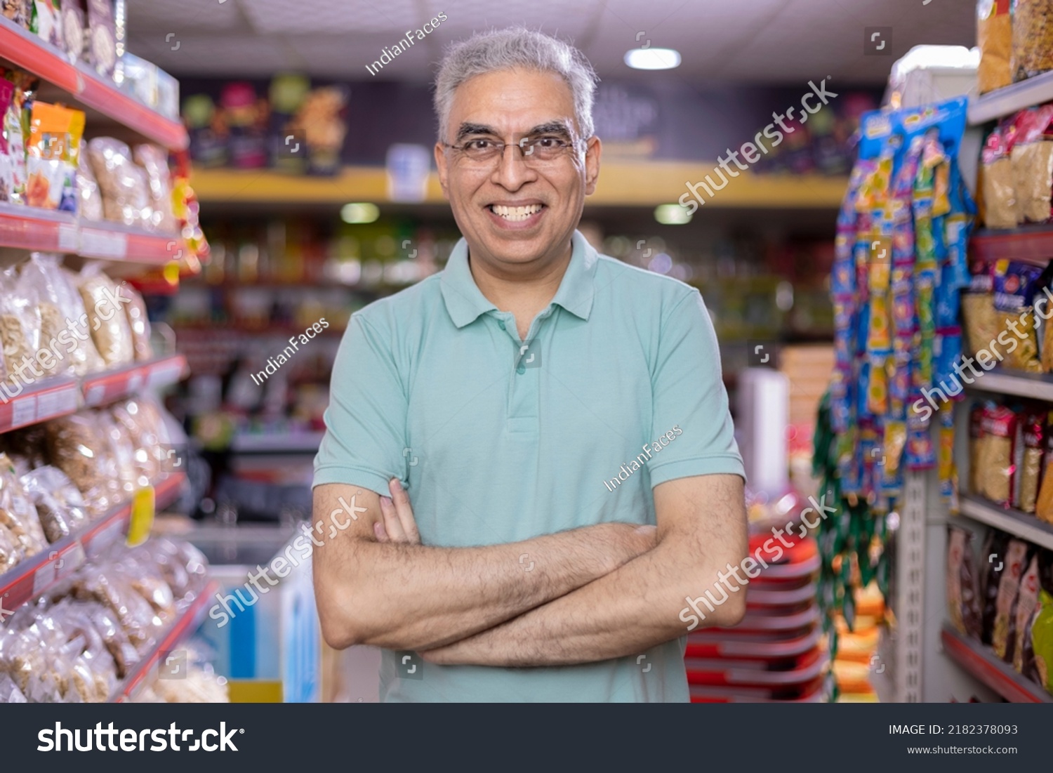 Senior man at supermarket store #2182378093