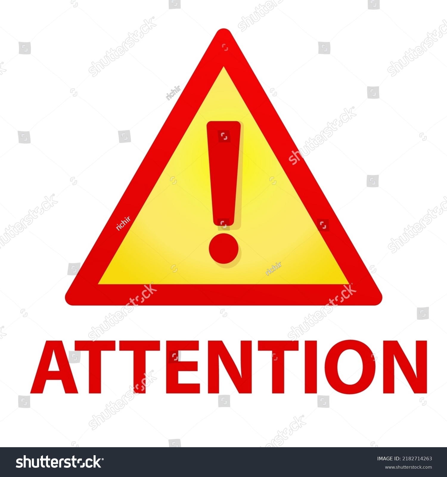 Sign: attention. A red triangular sign, a yellow - Royalty Free Stock ...