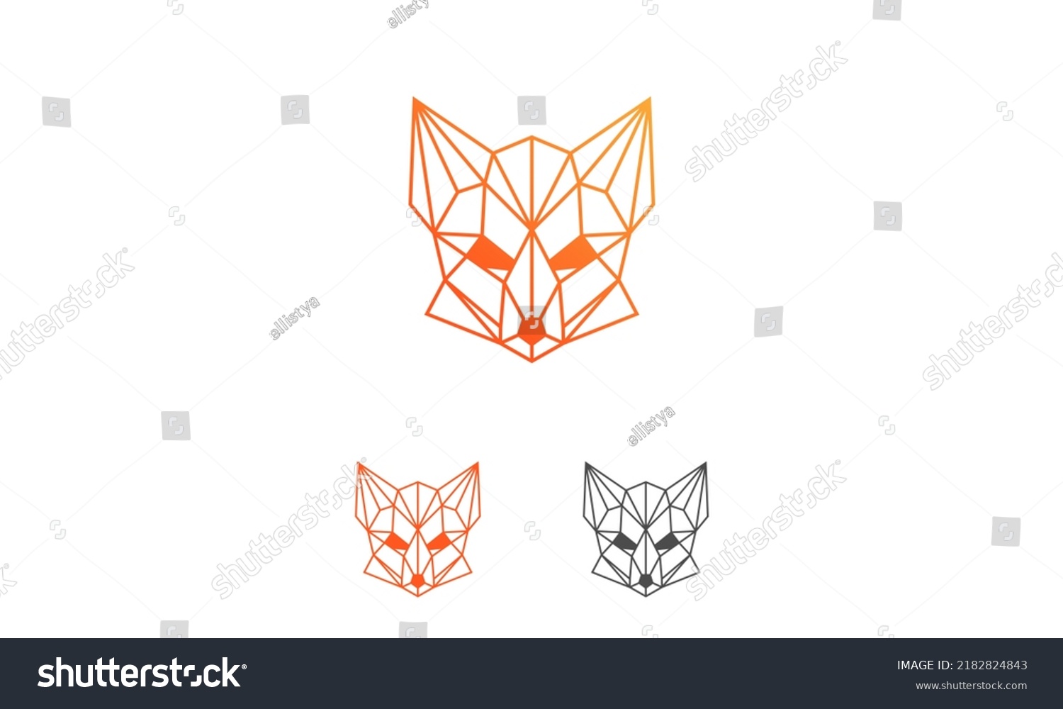 Fox Logo Template Line Artlow Poly Geometric Royalty Free Stock