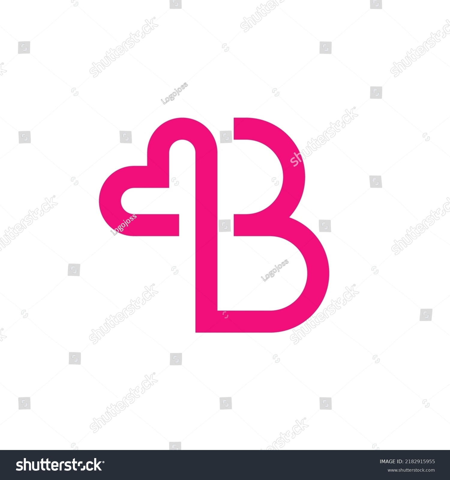 Letter B Heart Minimal Logo Template - Royalty Free Stock Vector ...