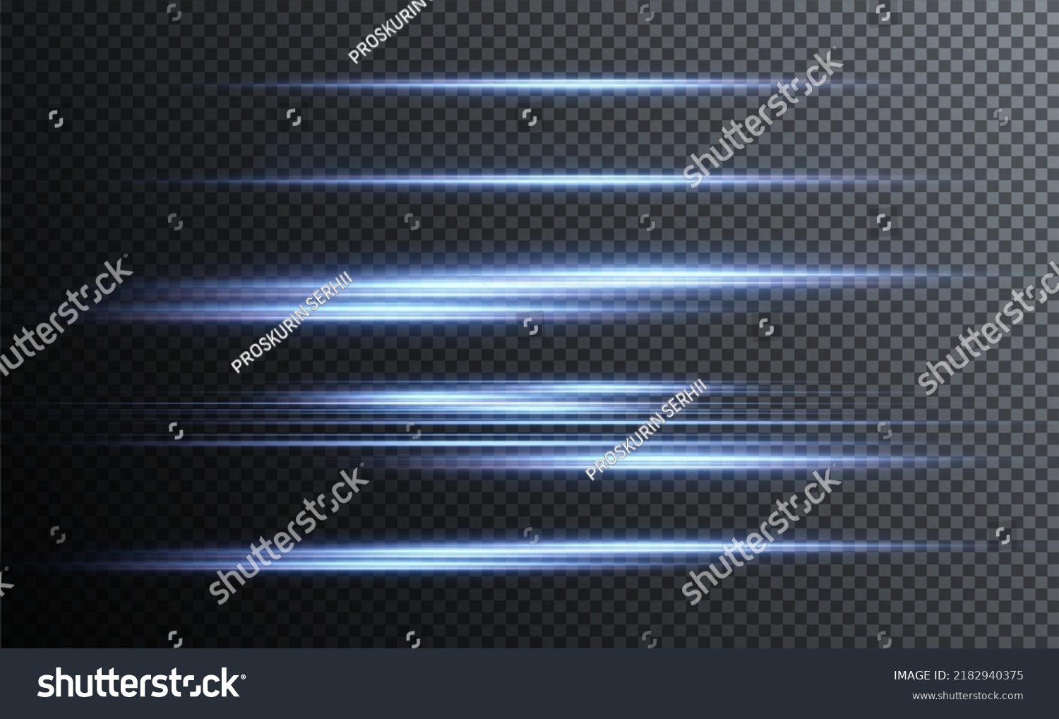 Blue horizontal lens flares pack. Laser beams, - Royalty Free Stock ...