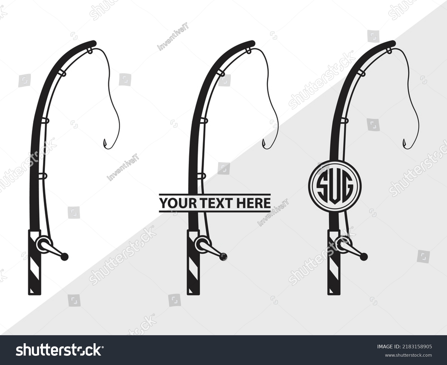 Fishing Rod Monogram SVG Printable Vector - Royalty Free Stock Vector 2183158905 - Avopix.com