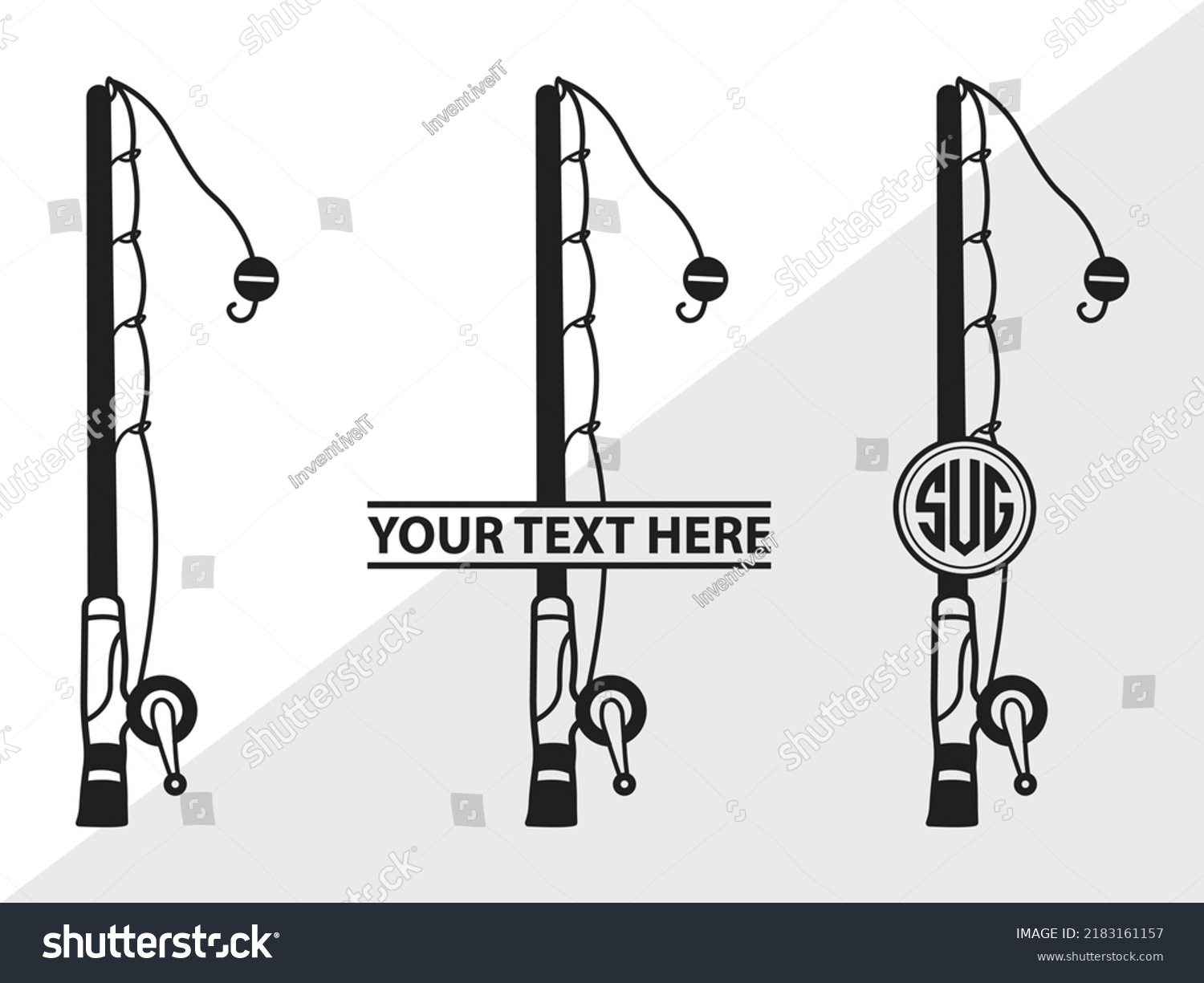 Fishing Rod Monogram SVG Printable Vector - Royalty Free Stock Vector 2183161157 - Avopix.com