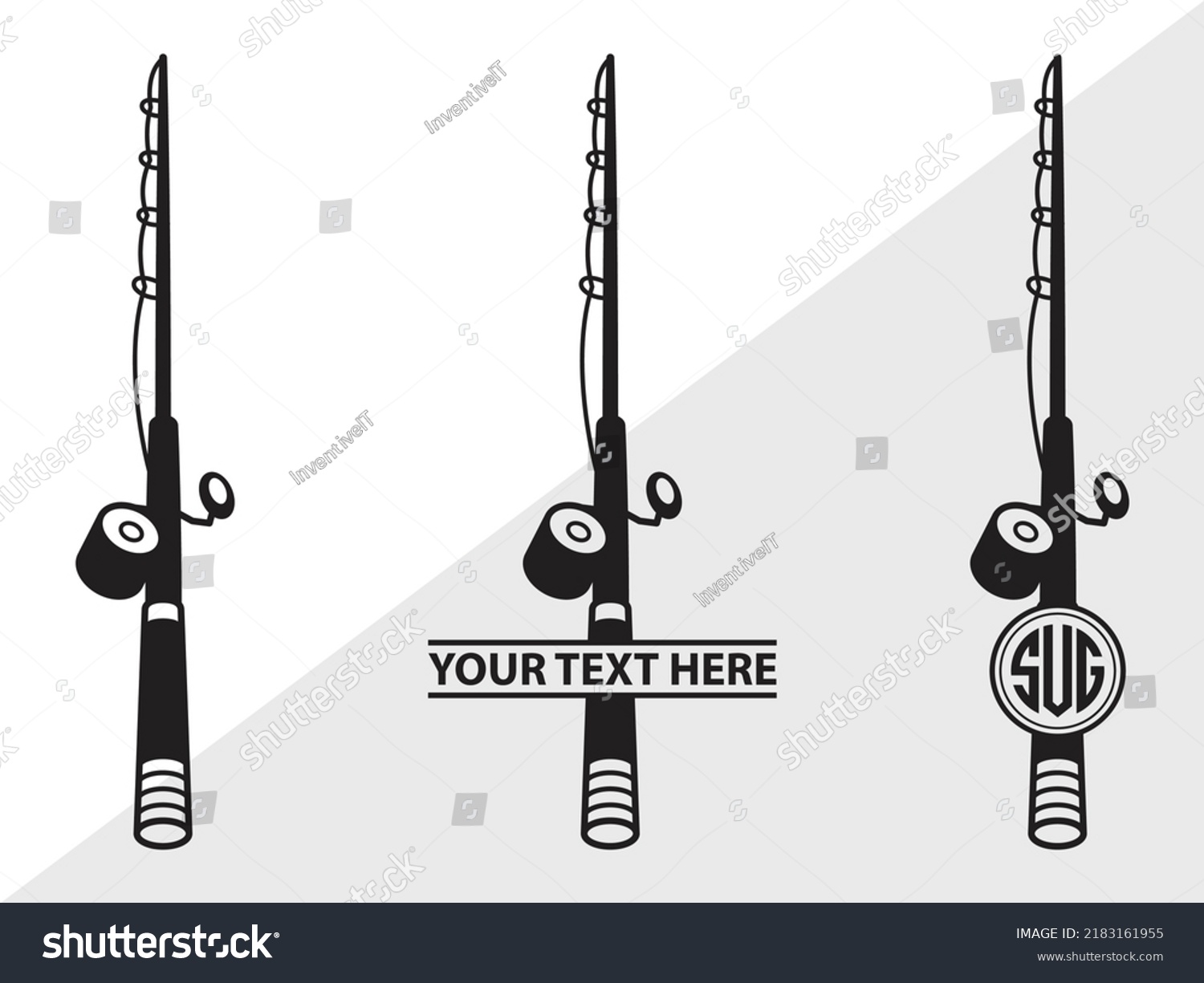 Fishing Rod Monogram SVG Printable Vector - Royalty Free Stock Vector 2183161955 - Avopix.com