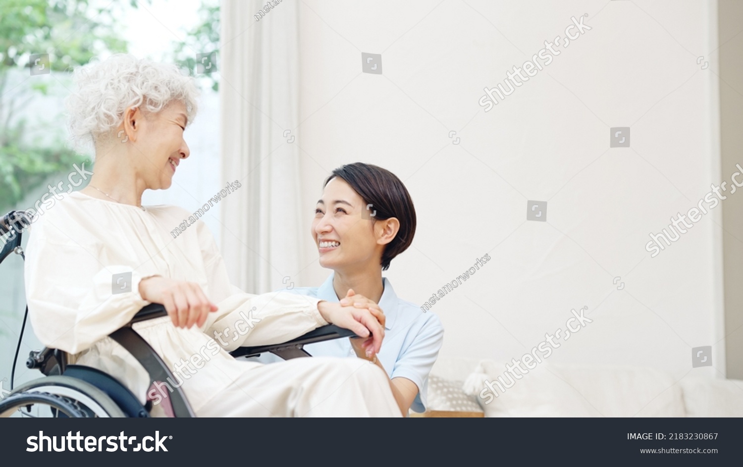 Asian elderly woman and caregiver. nursing care concept. #2183230867