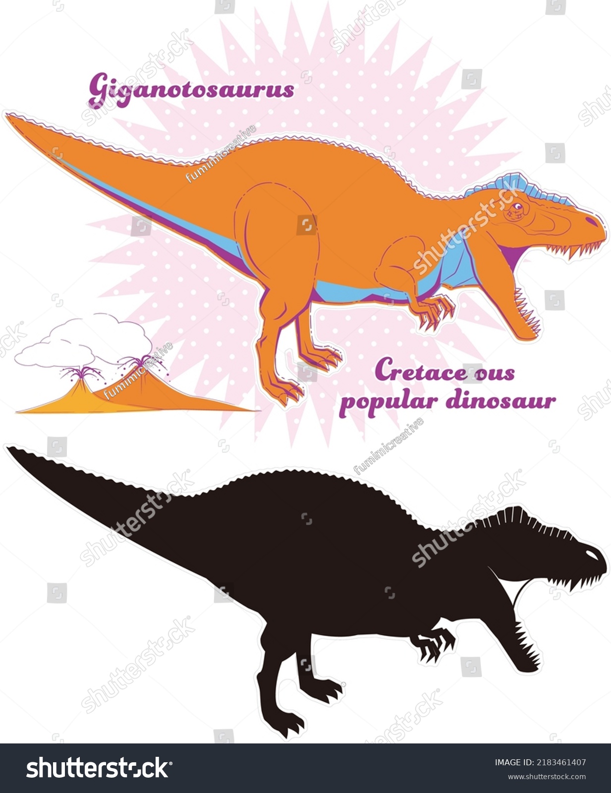 Giganotosaurus. Cretaceous Land Dinosaurs. A Set - Royalty Free Stock ...