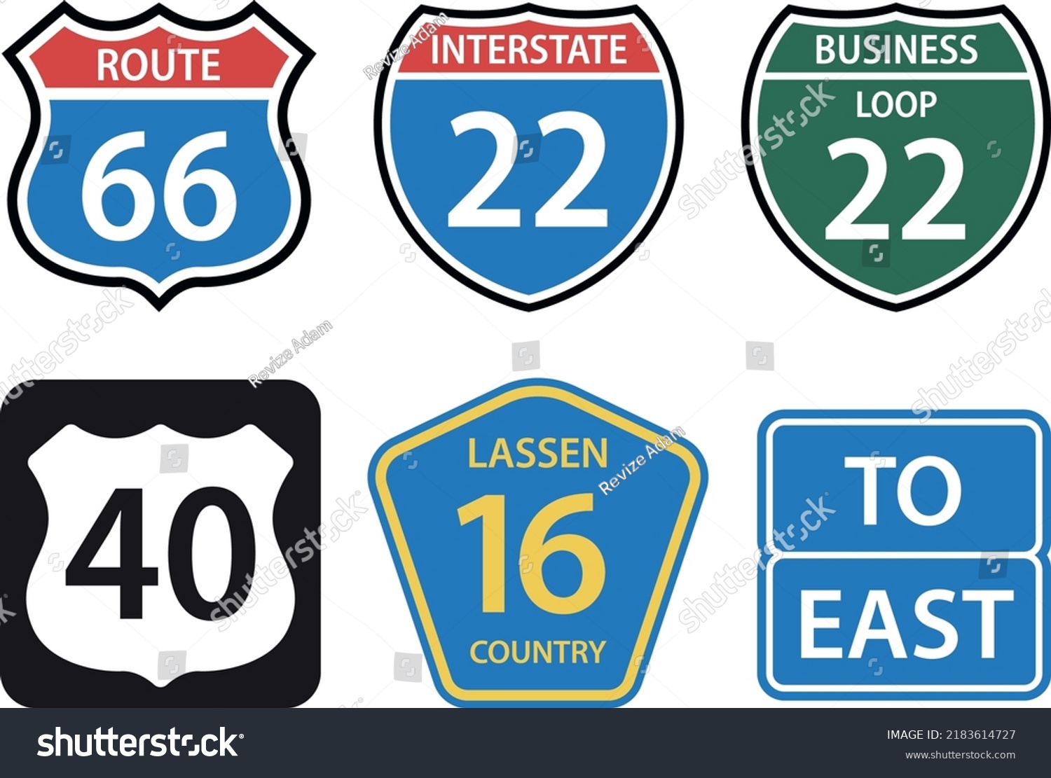 United State of America road signs vector, route - Royalty Free Stock ...