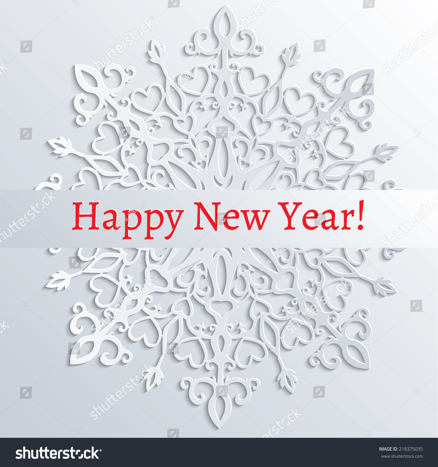 new year greeting card with paper cut snowflake #218375035