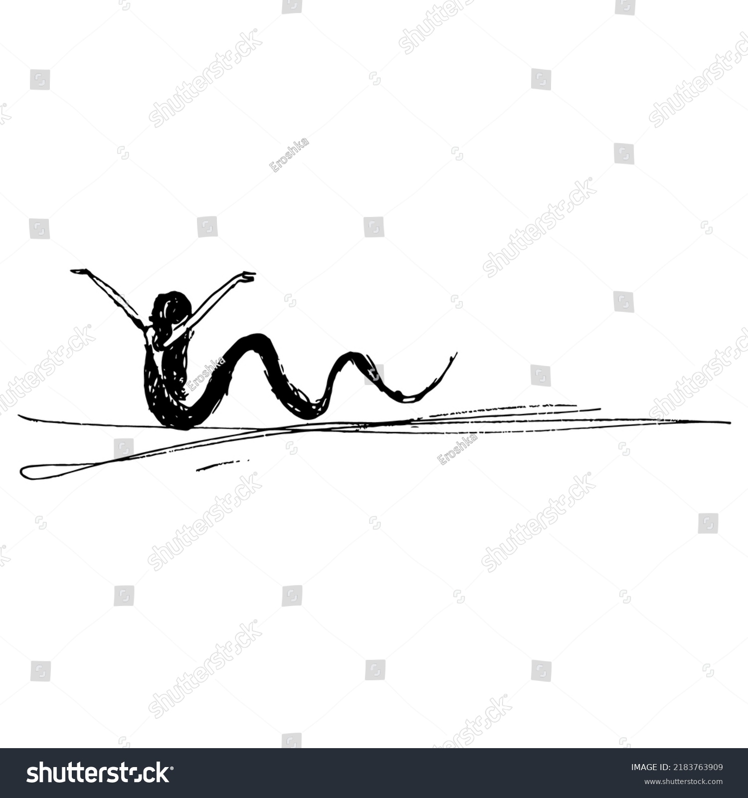 Fantastic snake lady with raised hands. Woman - Royalty Free Stock ...