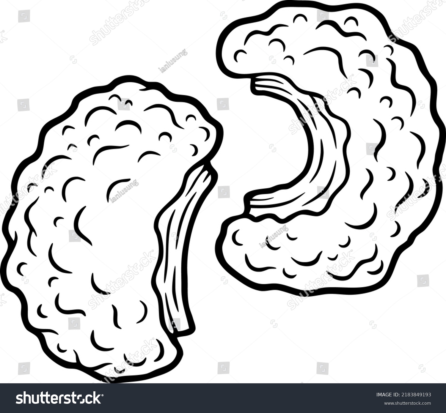 Vector Cartoon Crunchy Fried Pork Rinds Line Art - Royalty Free Stock 