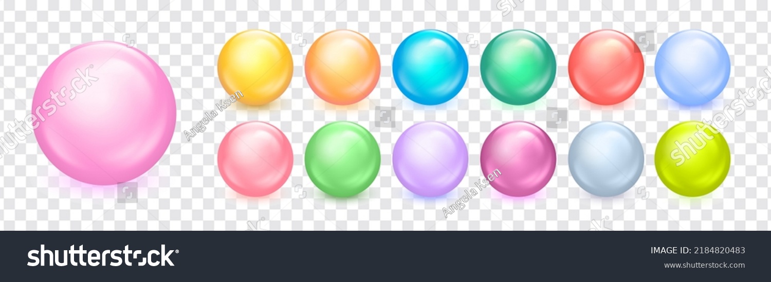 Balls vector set. Collection of abstract colorful droplets. Glossy spheres isolated on transparent background. Vector illustration EPS10 #2184820483