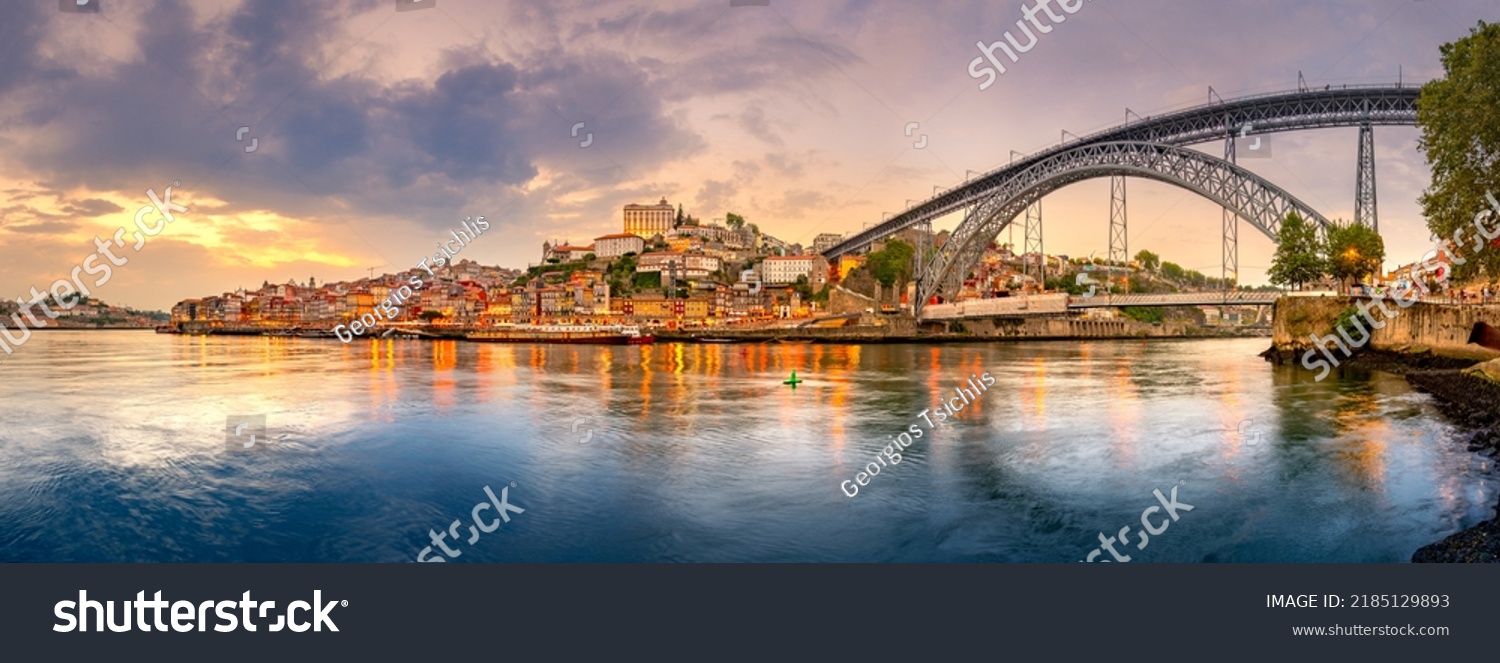 Famous bridge Ponte dom Luis above old town of Porto at river Duoro, Portugal #2185129893