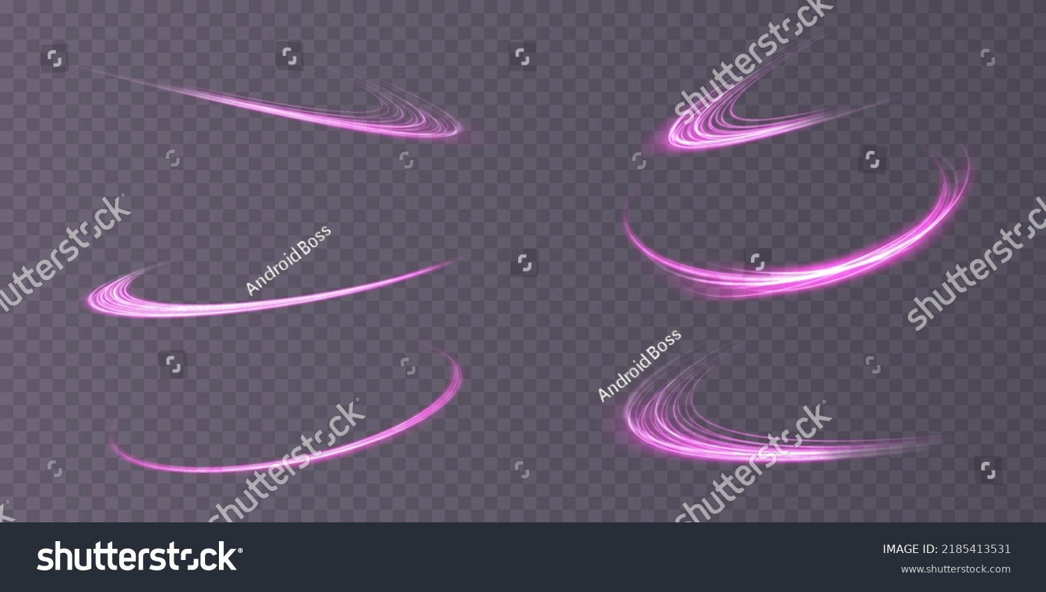 Abstract light lines of movement and speed with purple color sparkles. Light everyday glowing effect. semicircular wave, light trail curve swirl, car headlights, incandescent optical fiber png.
 #2185413531
