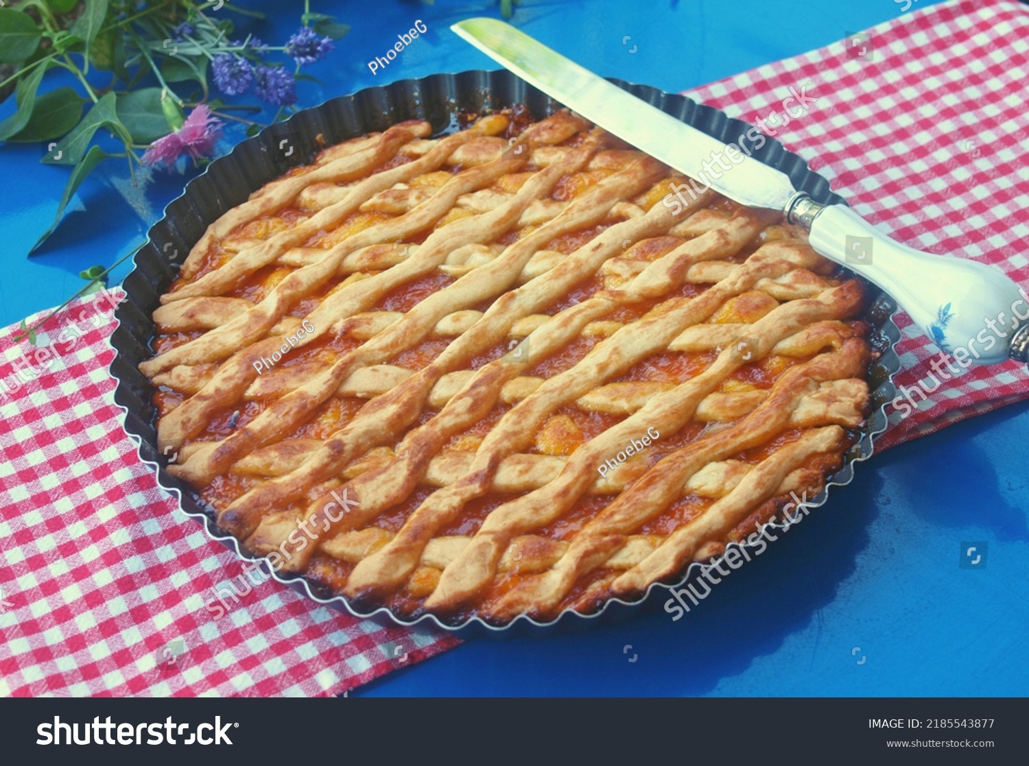 Greek jam tart, pasta flora in a tart pan #2185543877