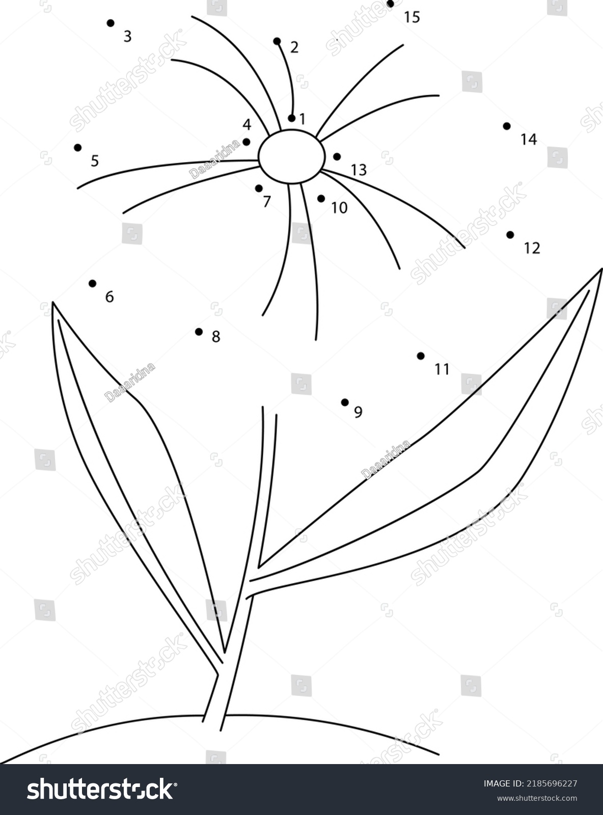 Connect the dots game. Flower printable - Royalty Free Stock Vector ...