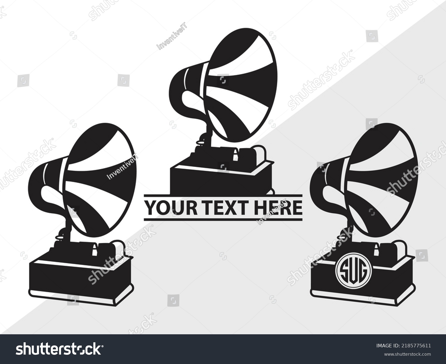 Phonograph Monogram SVG Printable Vector - Royalty Free Stock Vector 2185775611 - Avopix.com