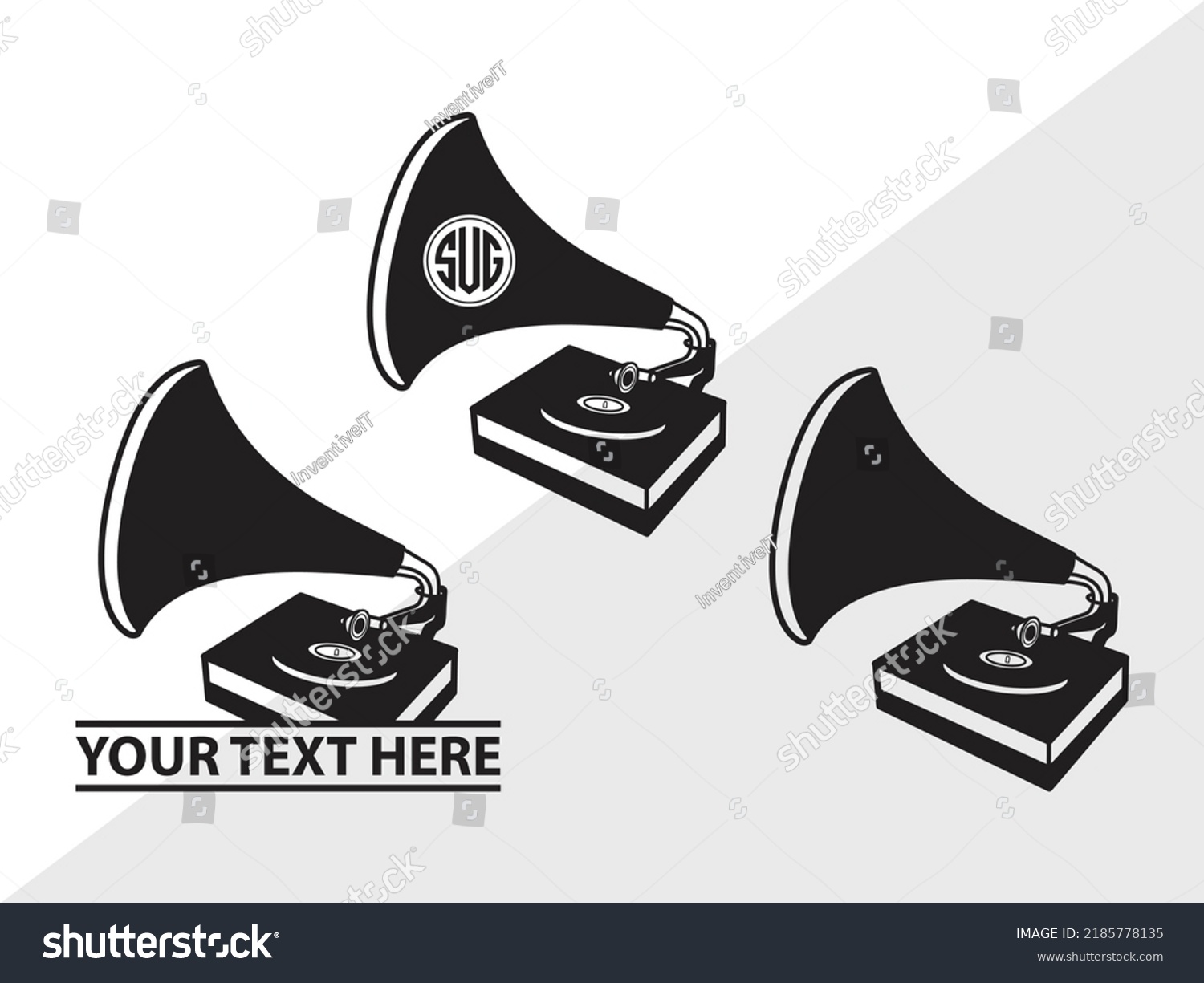 Phonograph Monogram SVG Printable Vector - Royalty Free Stock Vector 2185778135 - Avopix.com