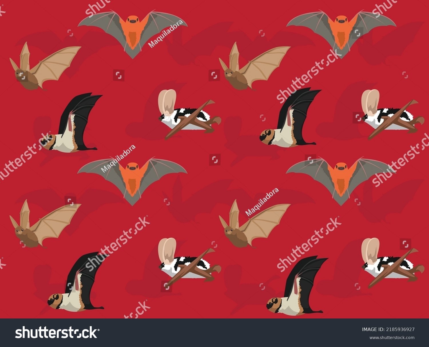Various Bats Cartoon Seamless Wallpaper Background #2185936927