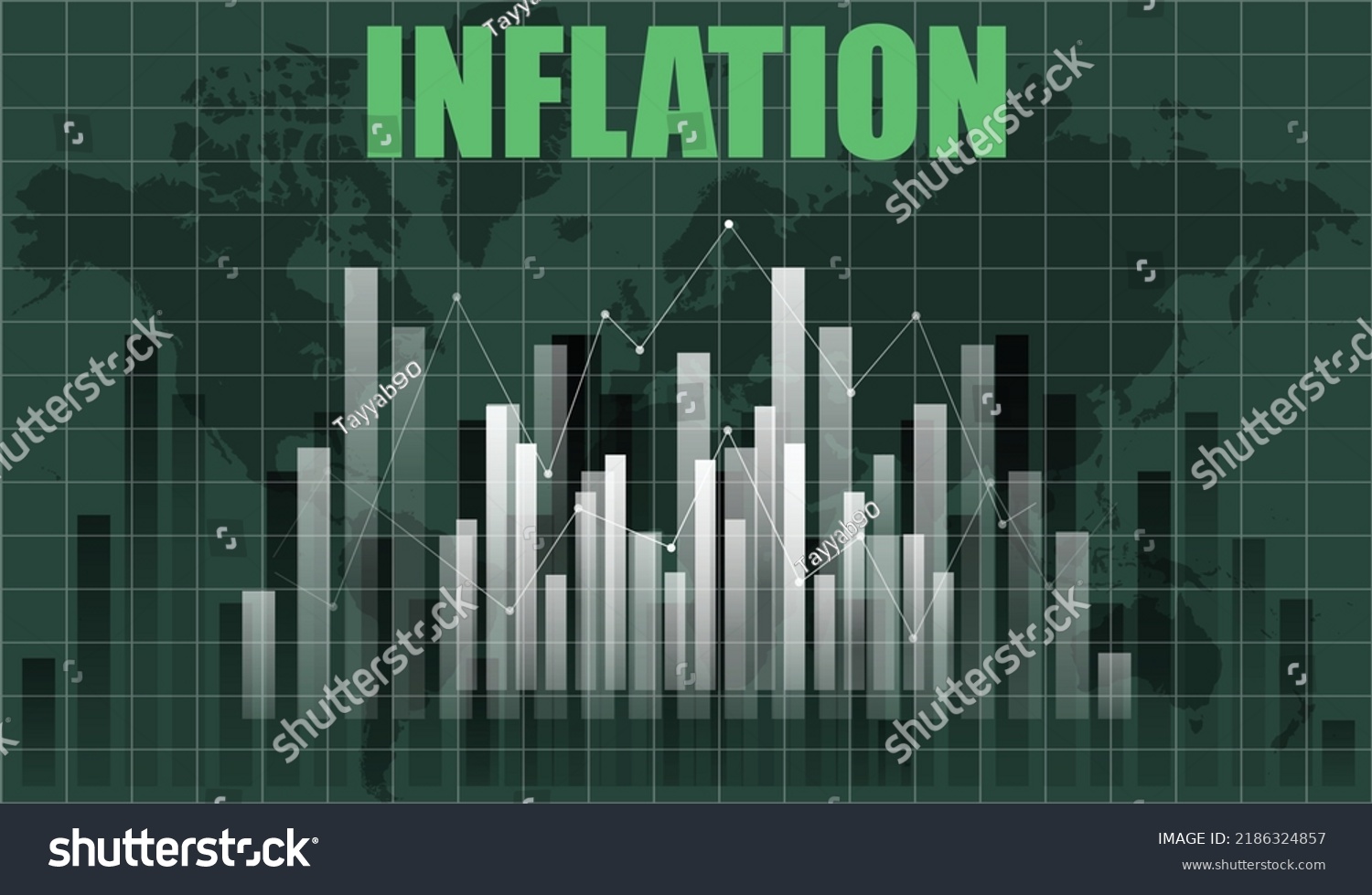 Inflation Background Worldwide. Graph Showing - Royalty Free Stock 