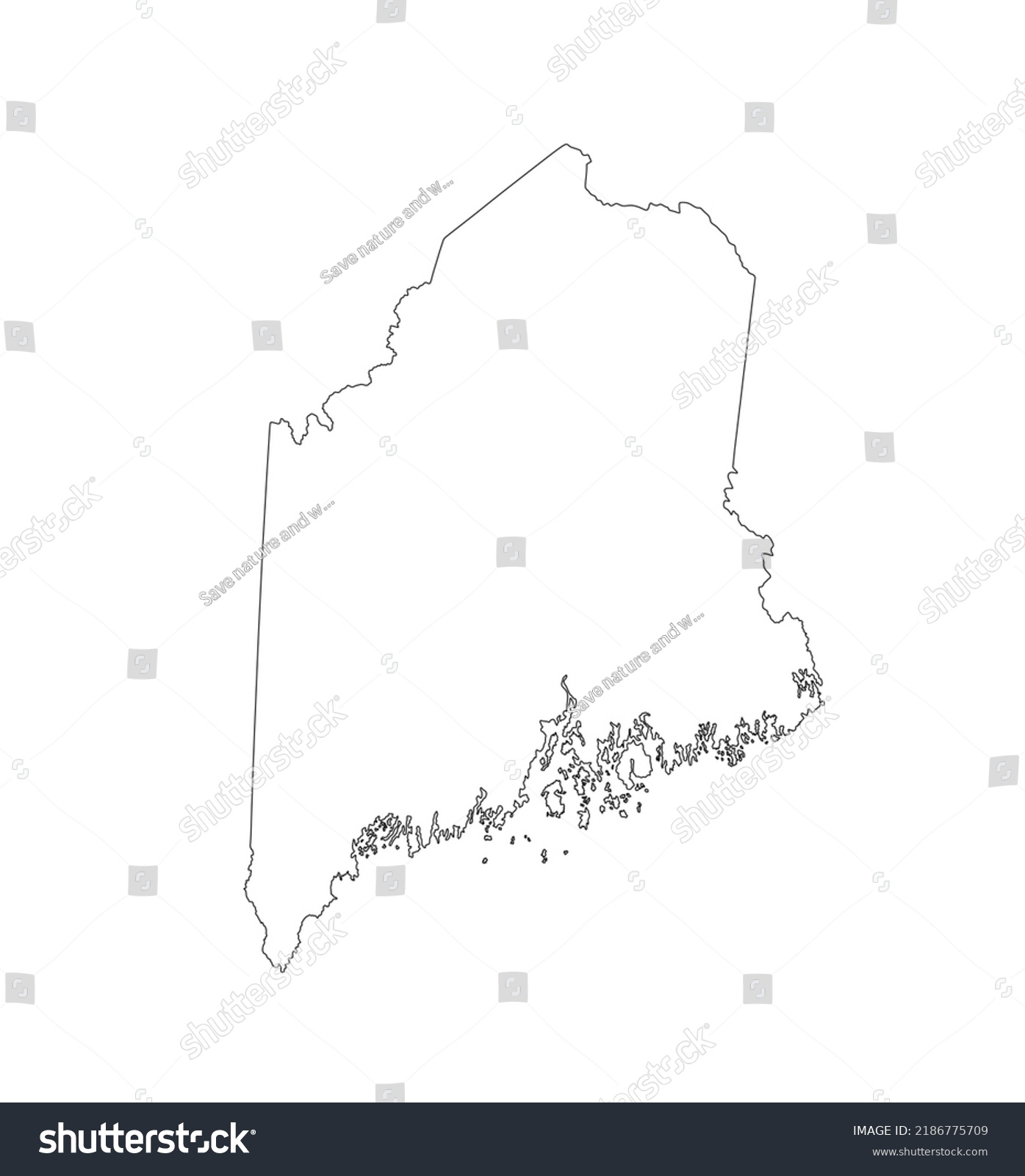 Blank Maine vector map silhouette illustration - Royalty Free Stock ...