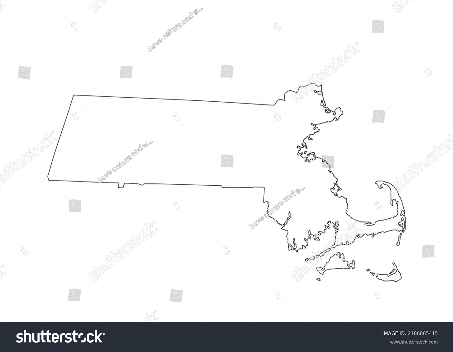 Blank Massachusetts Vector Map Silhouette Royalty Free Stock Vector Avopix 2186865415