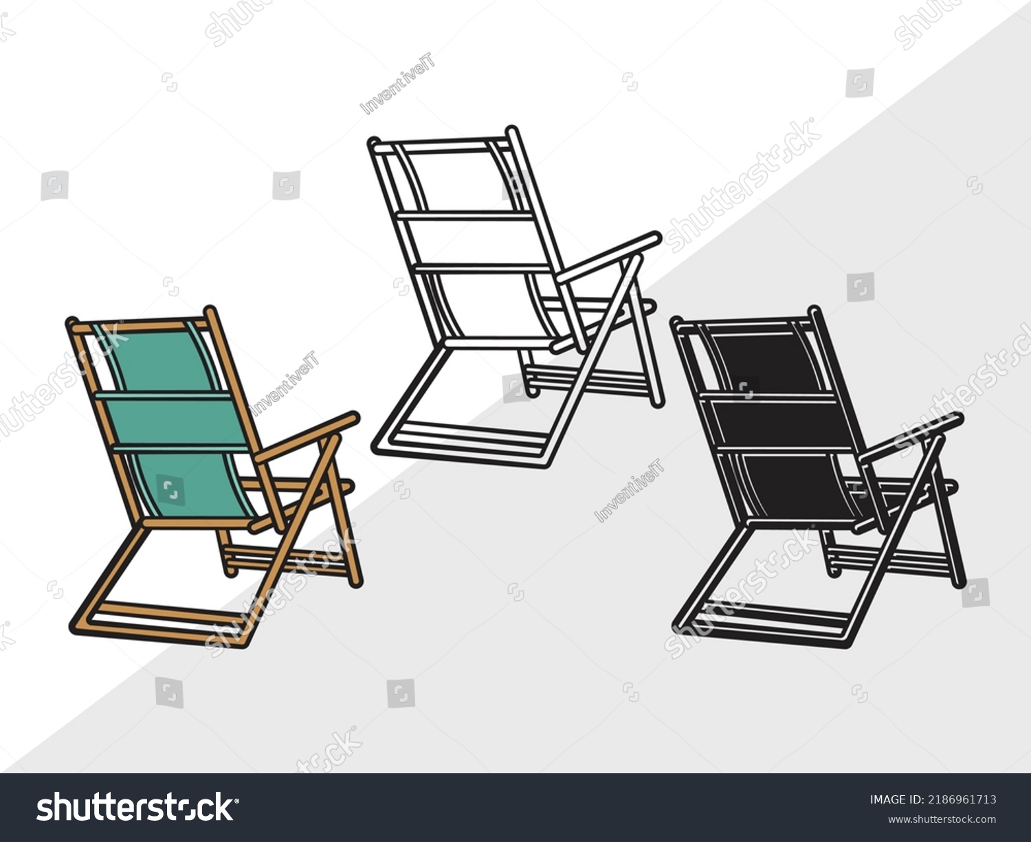 Folding Beach Chairs Clipart SVG Printable - Royalty Free Stock Vector ...