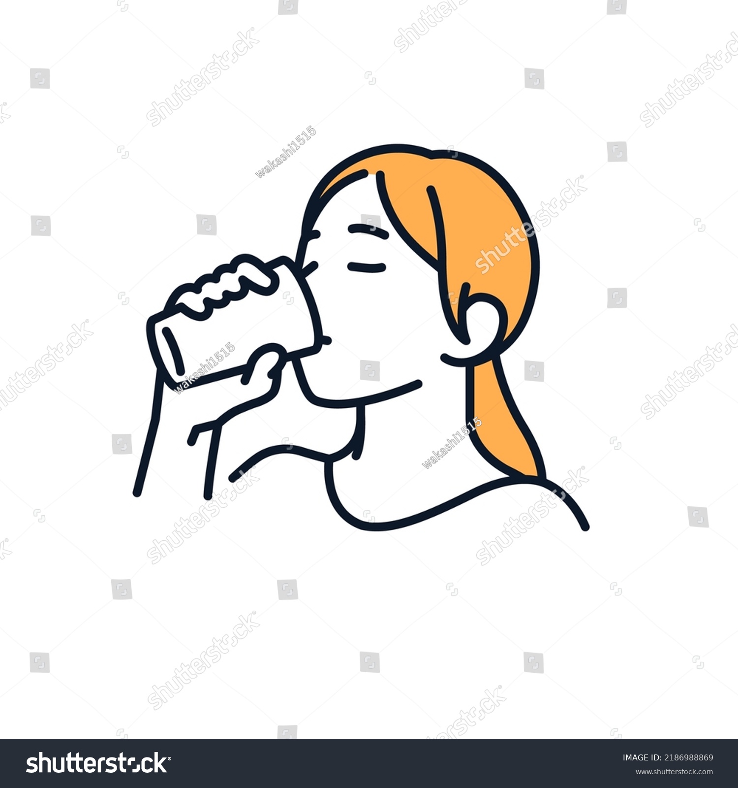 Vector illustration material of a woman drinking water with a glass #2186988869