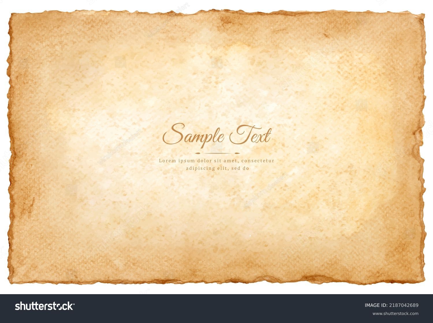 Vector old parchment paper sheet vintage aged or texture isolated on white background. #2187042689