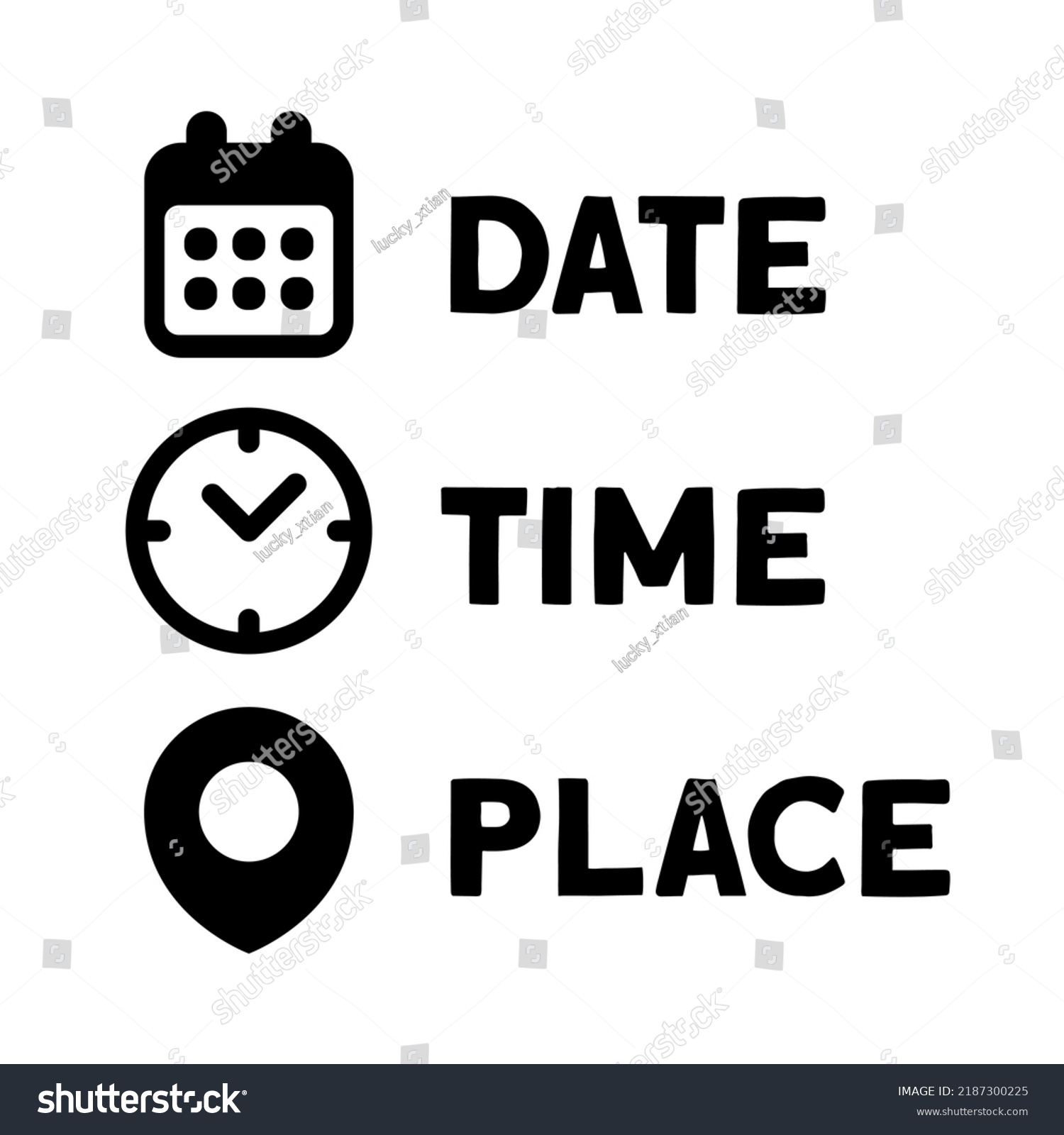 Date, Time, Address or Place Icons Symbol #2187300225