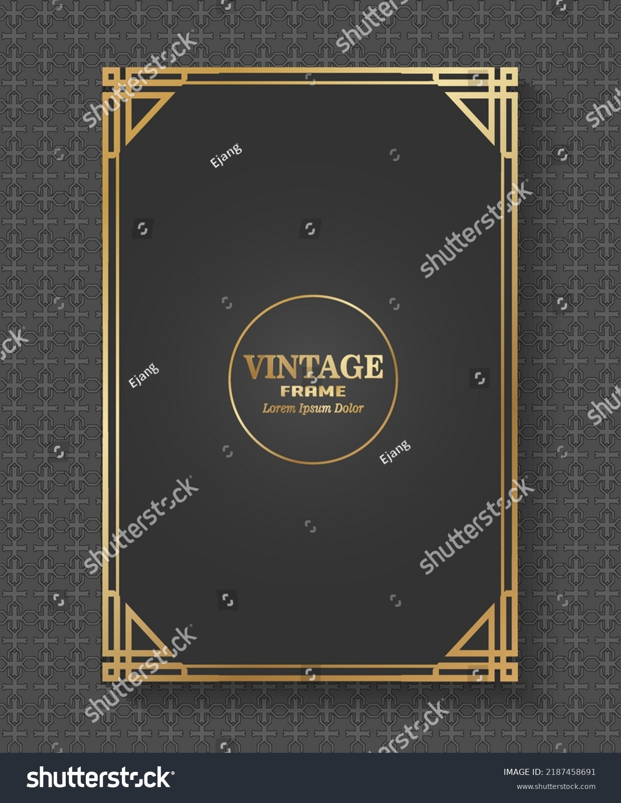 Black Background Rectangular Gold Frame Royalty Free Stock Vector