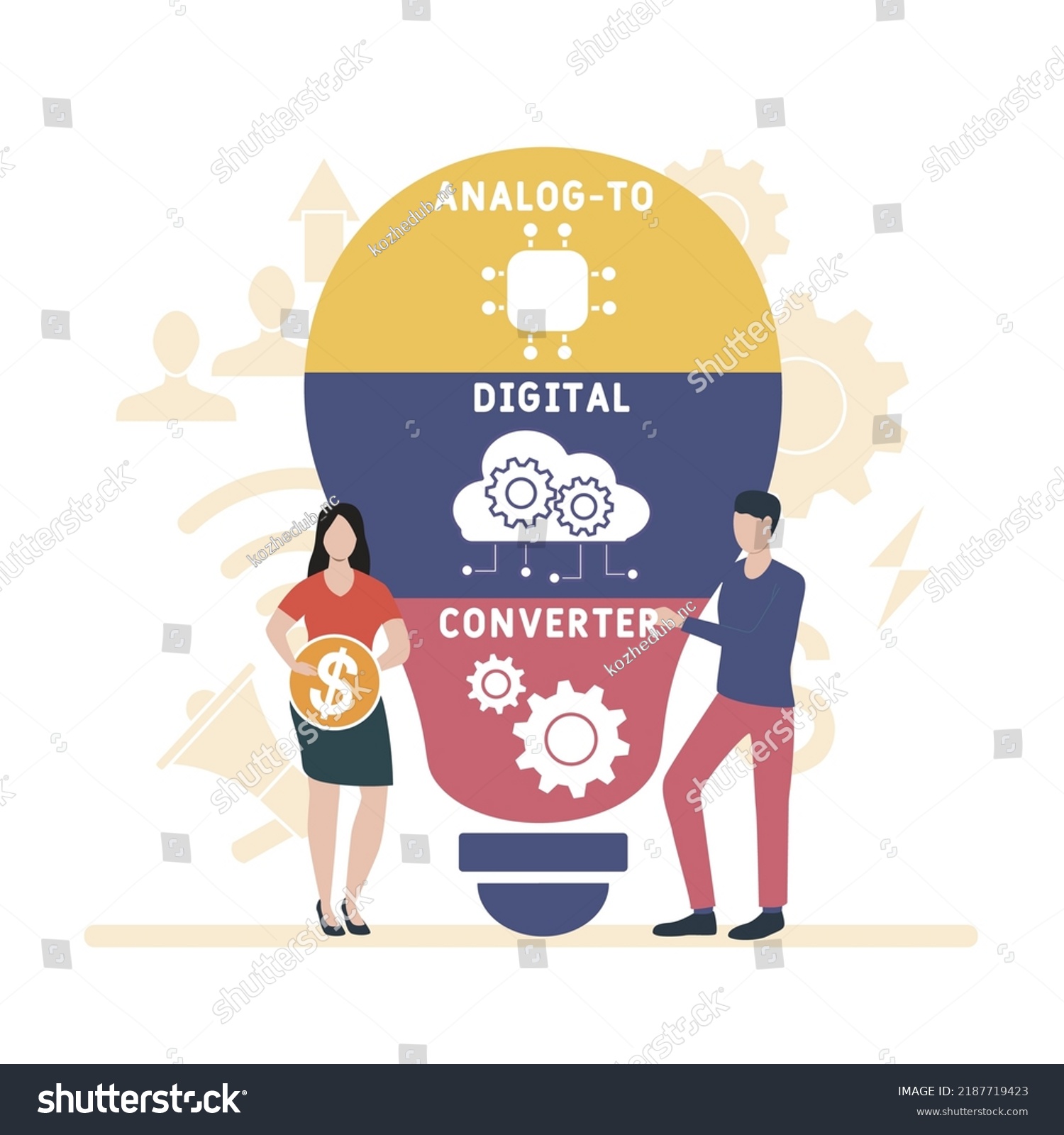 Adc Analog To Digital Converter Acronym Royalty Free Stock Vector 2187719423 4045