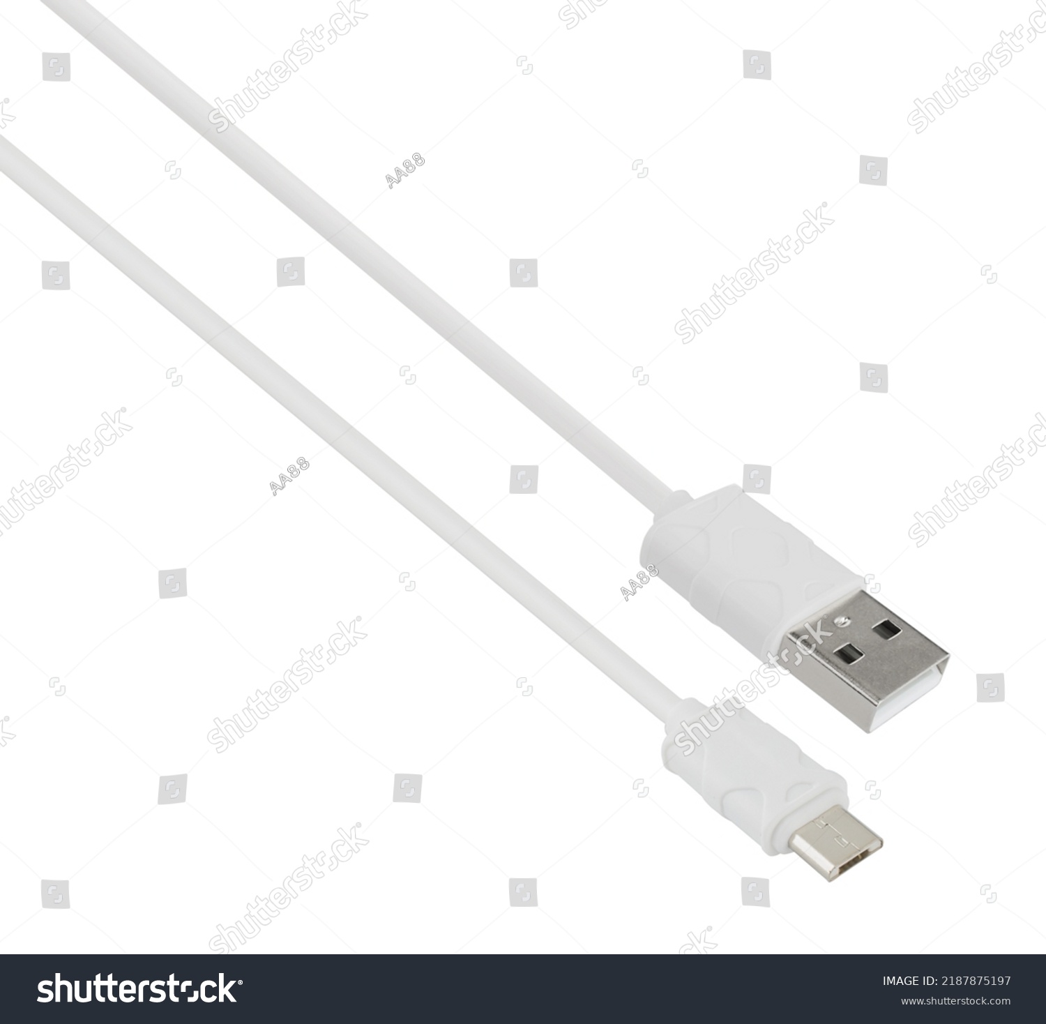 cable with USB and micro USB connector, isolated on white background #2187875197