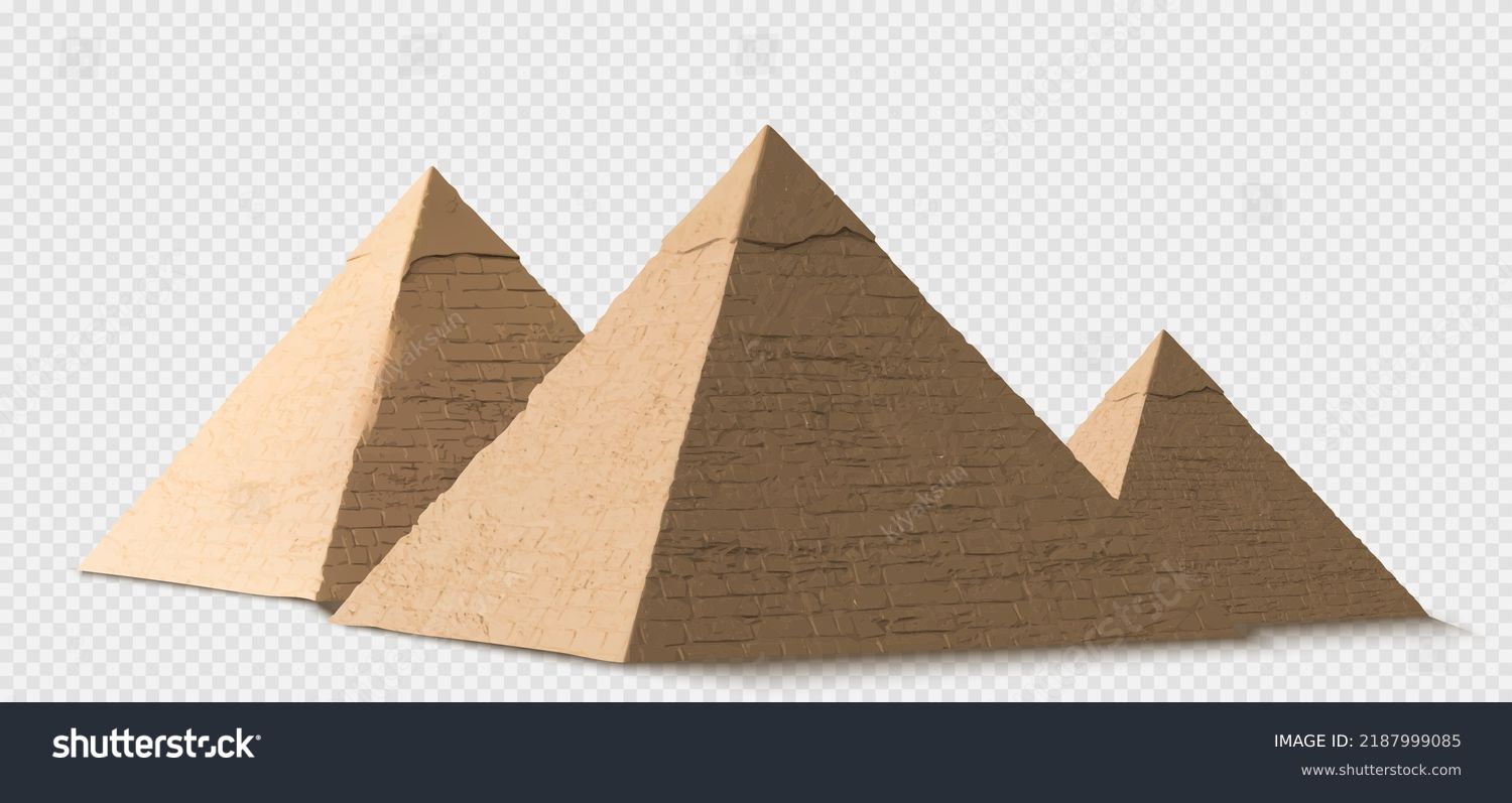 Egyptian pyramids in Giza, ancient pharaoh tombs in Africa. Famous old historical buildings, Wonder of World in Egypt, great antiquity architecture monuments, vector 3d illustration. 3D Illustration #2187999085