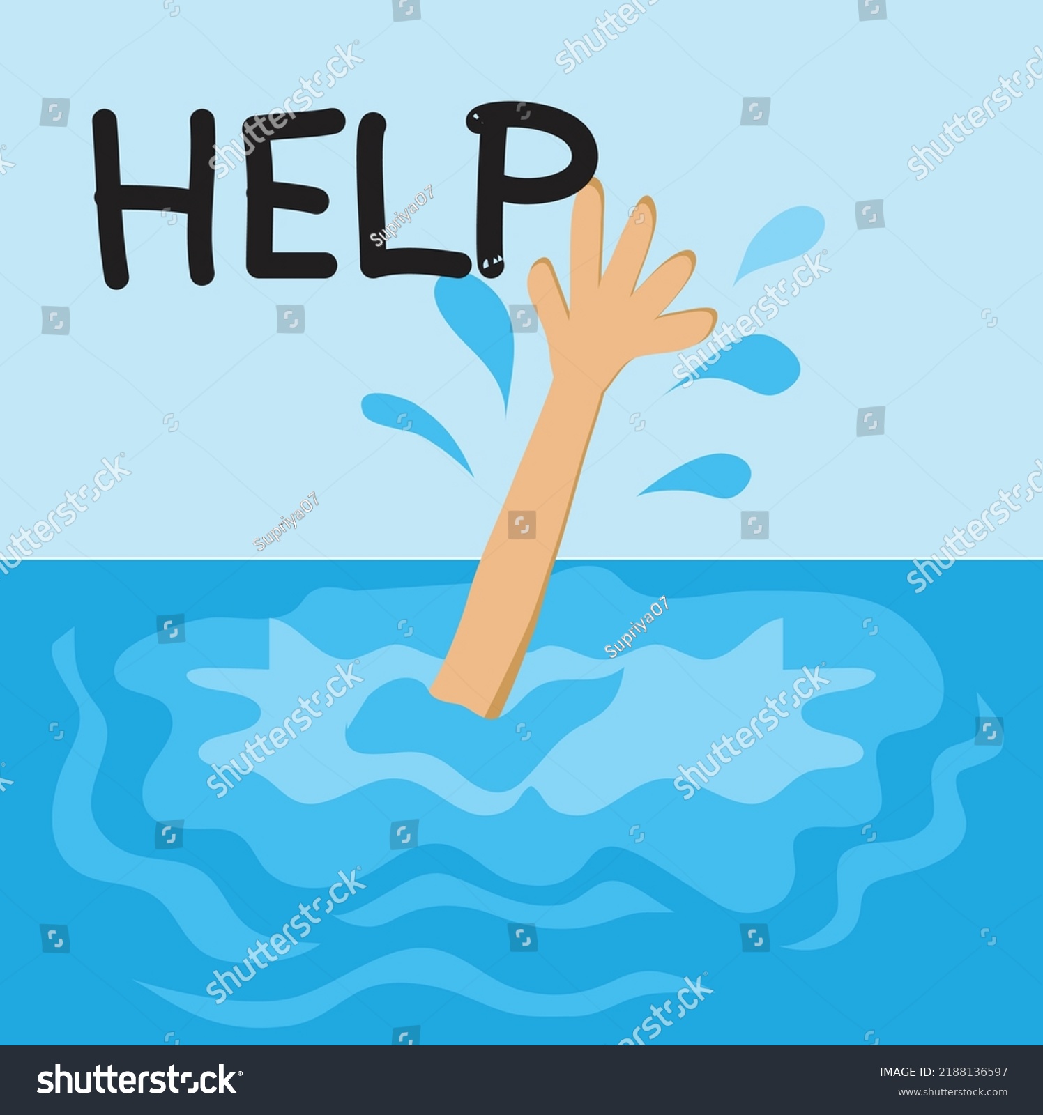 A person crying help while sinking in water with - Royalty Free Stock ...
