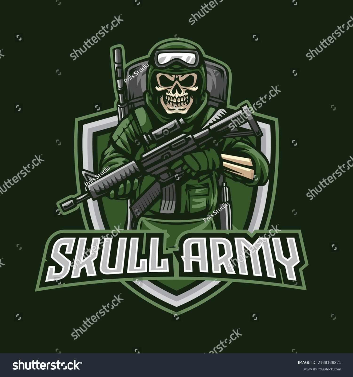 Skull Army With Riffle Mascot Logo - Royalty Free Stock Vector ...