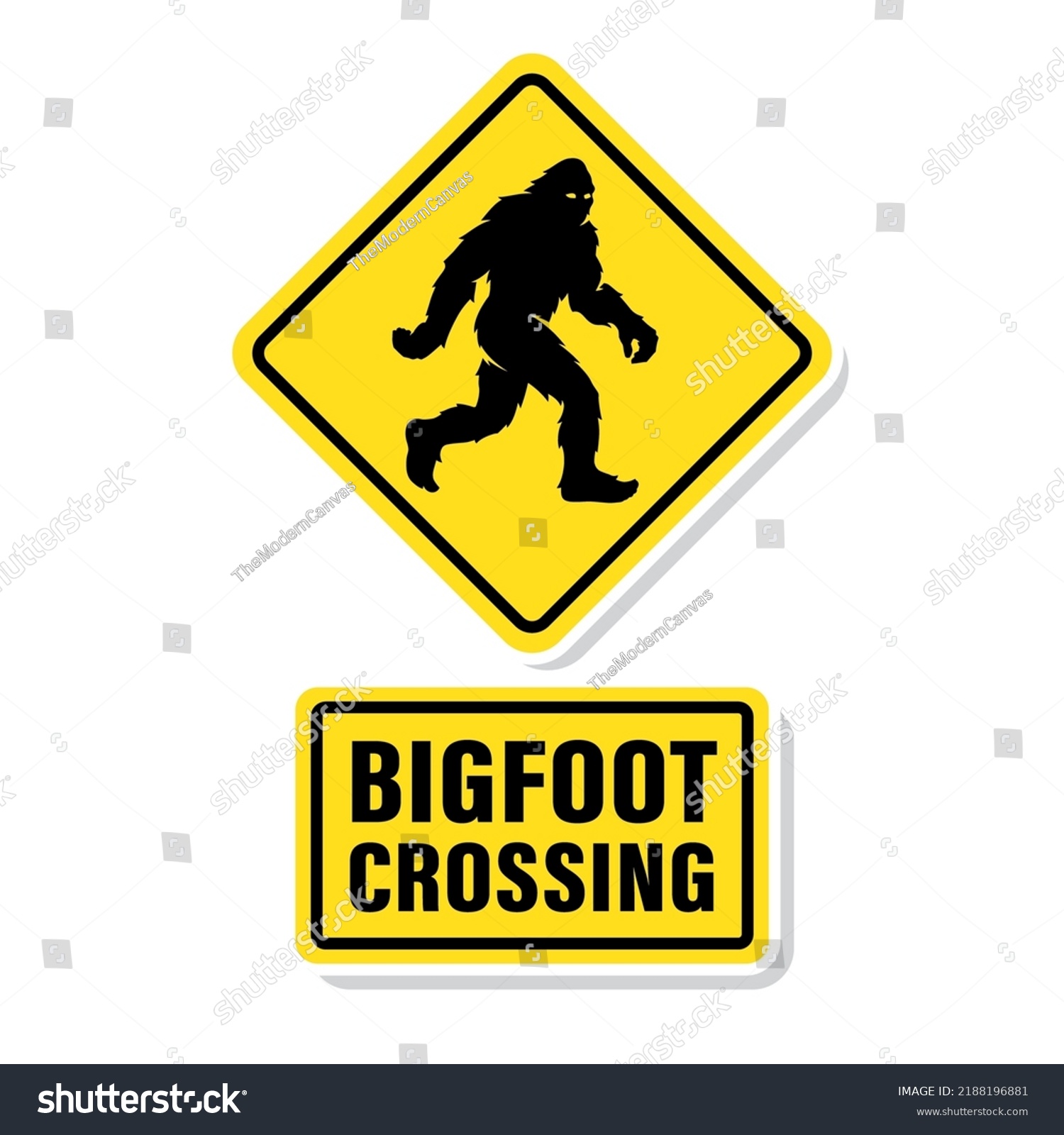 Bigfoot crossing road sign. Sasquatch walking - Royalty Free Stock ...