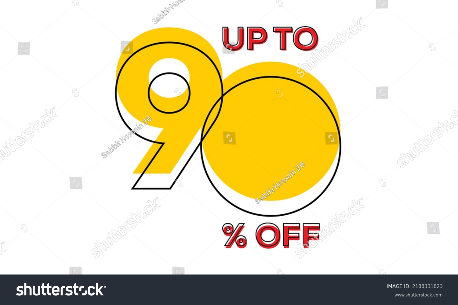 discount upto 90 percent off sale vector, 90 percent off typography vector illustration #2188331823
