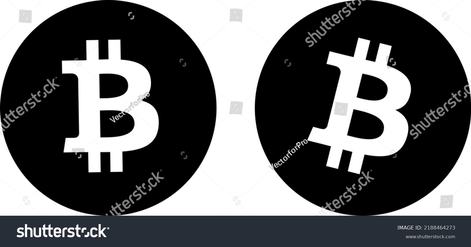 Vector Bitcoin Symbols Set In Black And White - Royalty Free Stock ...