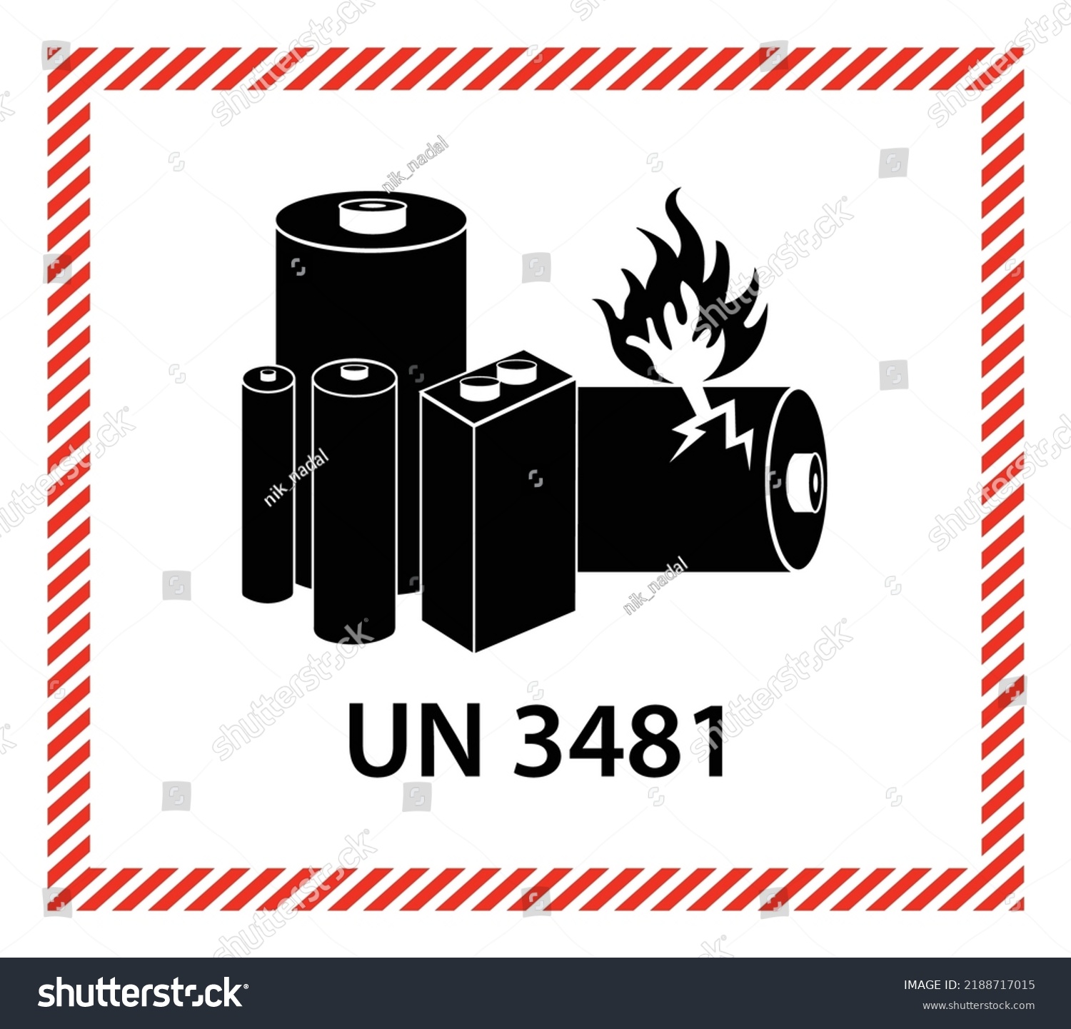 UN3481 SIGN, Dangerous goods label vector - Royalty Free Stock Vector ...