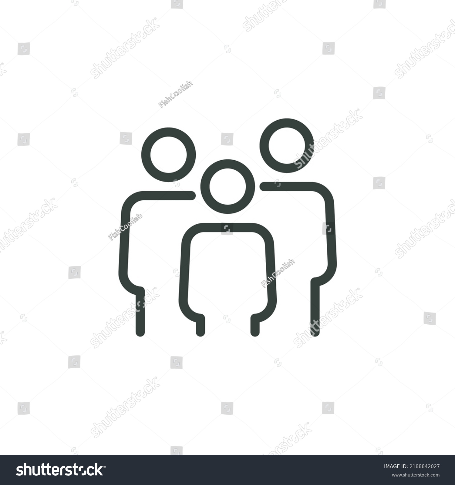 Thin Outline Icon Many Human Figures Next to - Royalty Free Stock ...