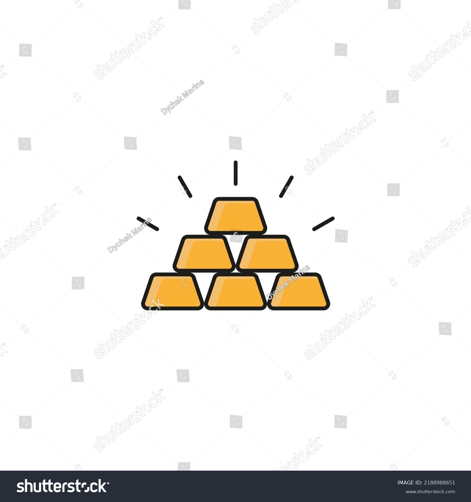 Gold bullion icon. Color image. Simple flat - Royalty Free Stock Vector ...