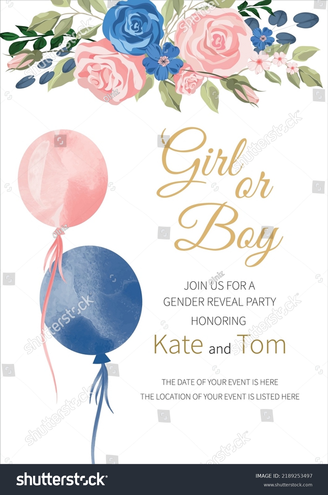 Gender Reveal Party Invitation. Boy Or Girl. - Royalty Free Stock ...