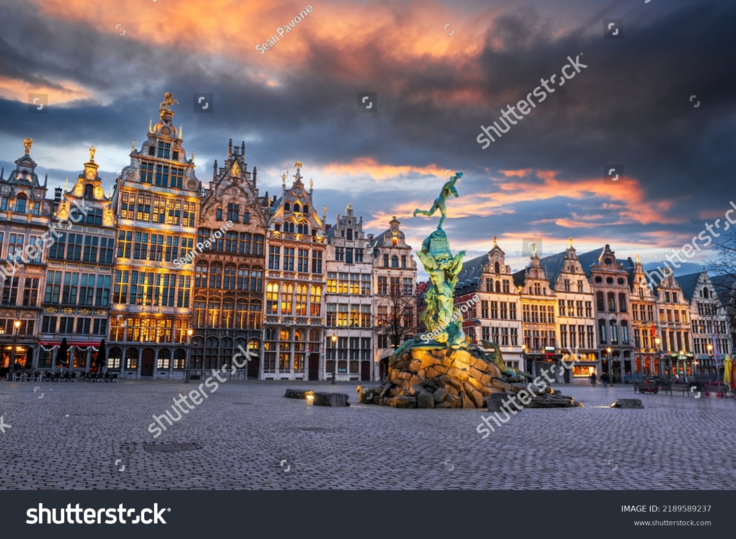 Grote Markt of Antwerp, Belgium at twilight. #2189589237