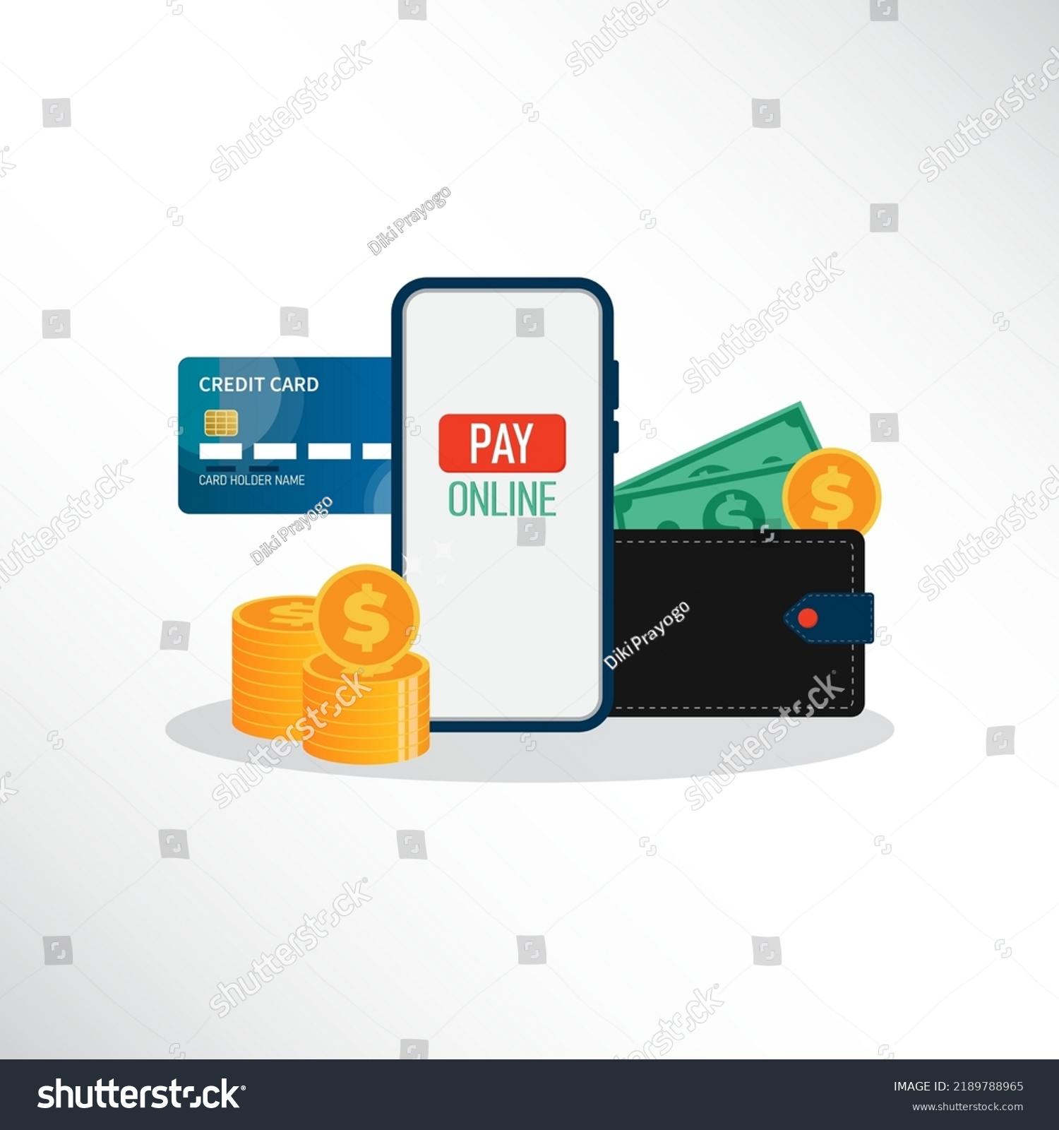 Payment methods concept with various option to pay or transfer money, vector illustration #2189788965